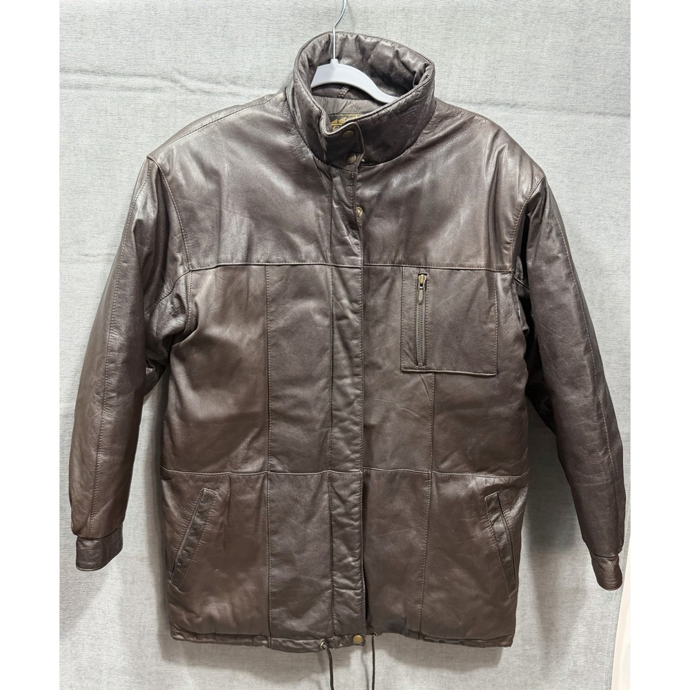 Vintage Eddie Bauer Women's Leather and Goose Down Jacket Coat  Size Med Rare